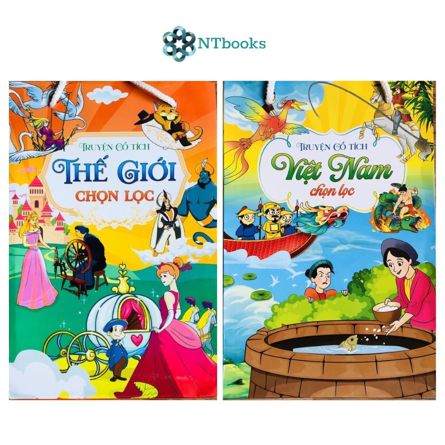 Sách - Combo Truyện cổ tích Việt Nam - Thế giới chọn lọc (2 túi - 16 cuốn - Song ngữ Anh- Việt)