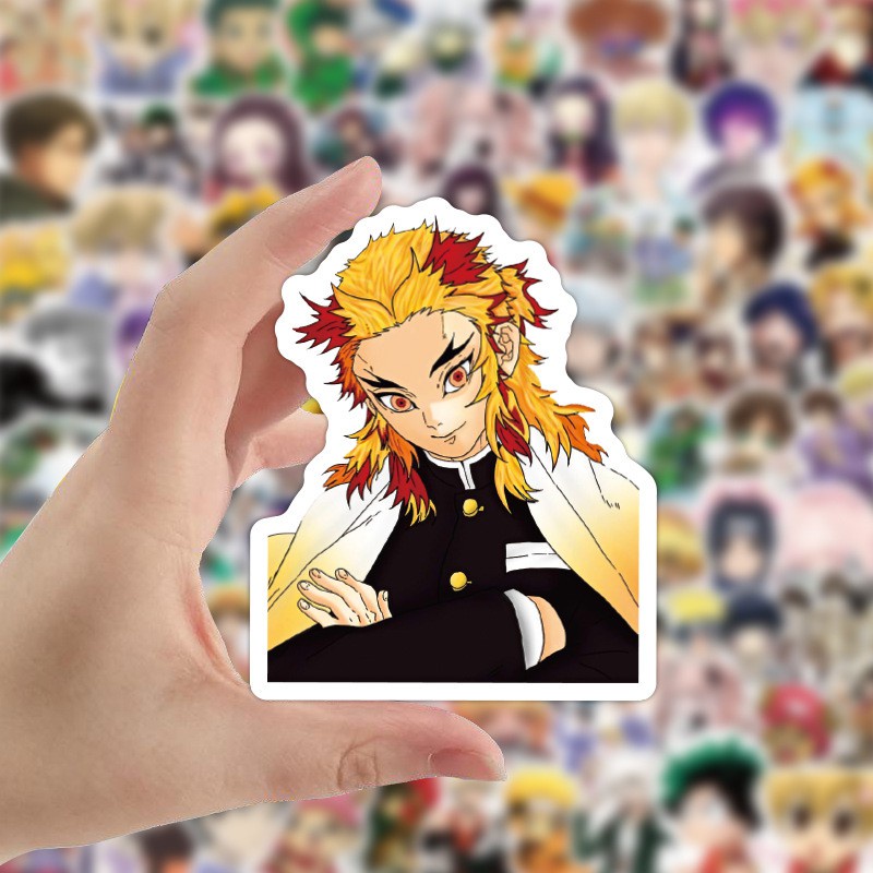 Set 100/50/25/10 miếng dán trang trí laptop / ván trượt / vali hình anime my hero academia màu trắng đen