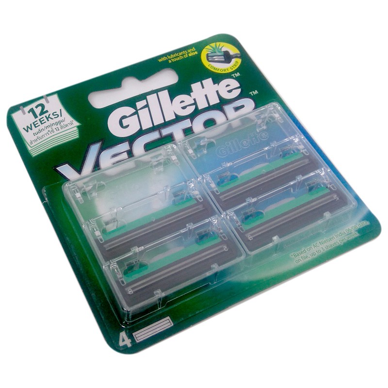 [Chính hãng] Dao cạo râu 2 lưỡi thay thế Gillette Vector vỉ 4 cái | vỉ 2 cái