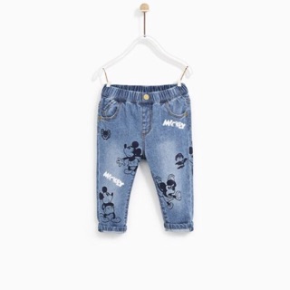 Quần bò jeans cạp chun Mickey Zara dư xịn