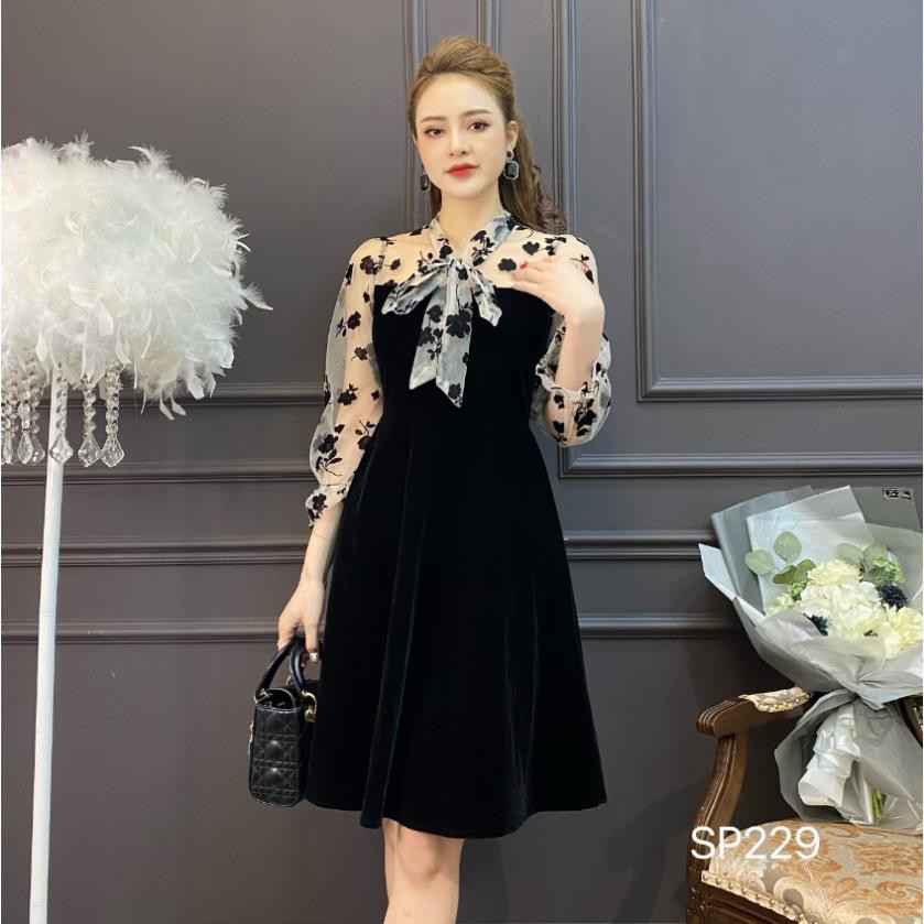 LICI Váy chữ A tay voan in hoa, váy công sở nữ tính quyến rũ SP229 ་ ࿈