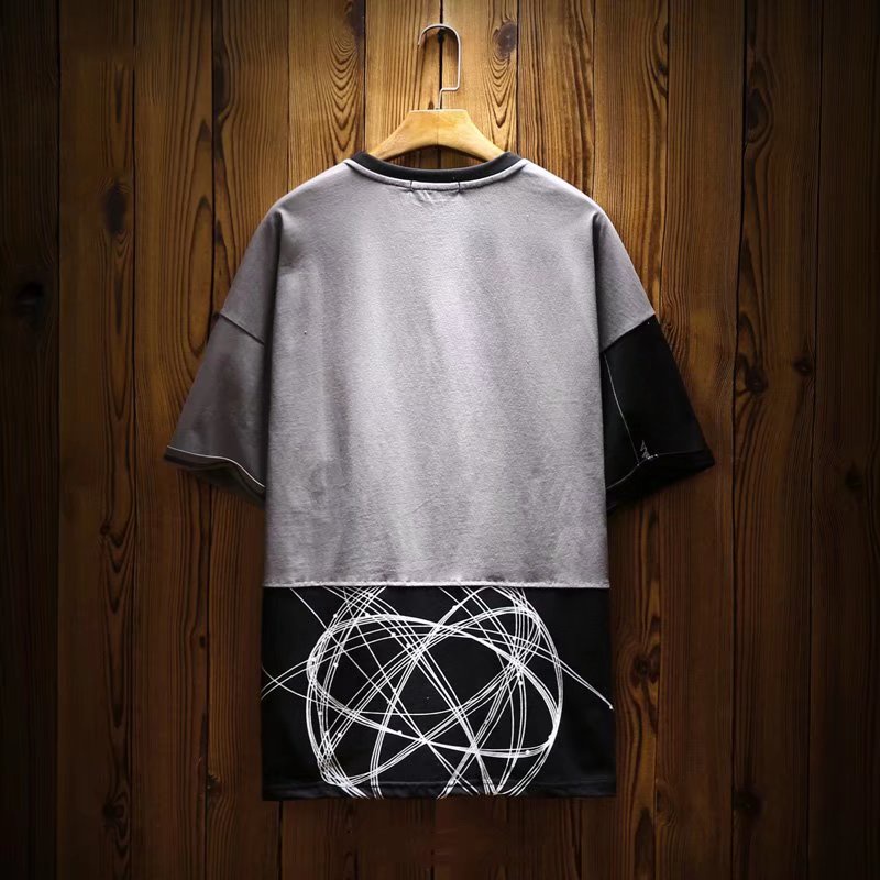Áo Thun Ngắn Tay Phối Màu Tương Phản Phong Cách hip hop Thời Trang Mùa Hè Cho Nam