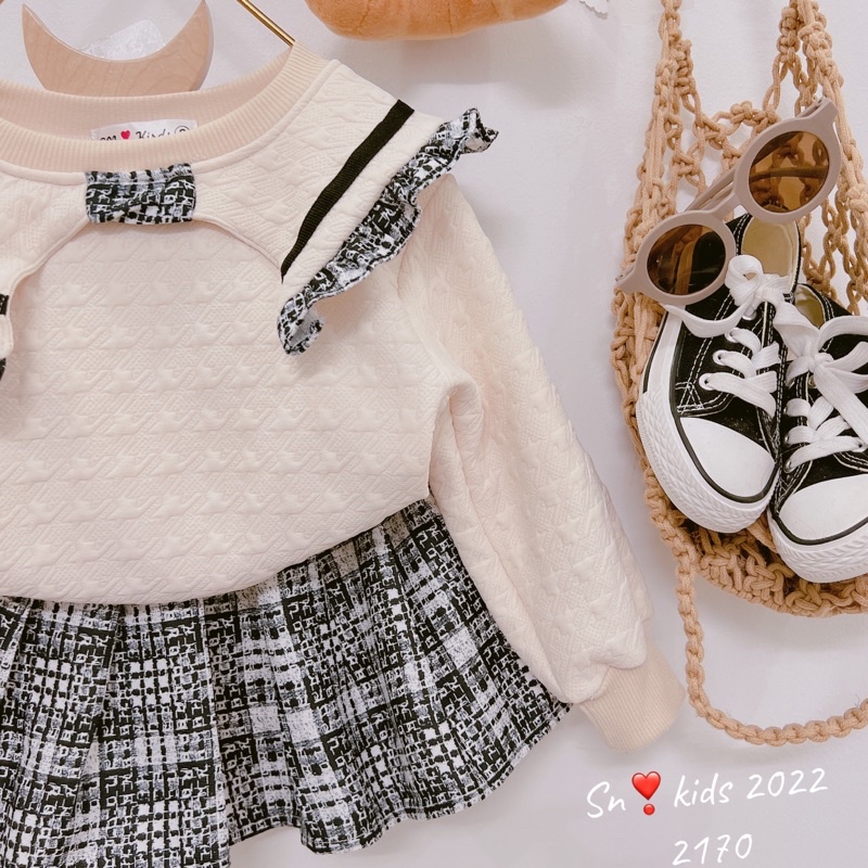 Set áo phối cv caro sn kids cho bé gái