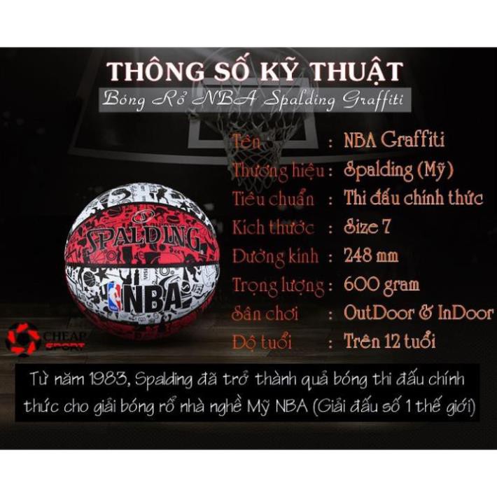 [Sales] Bóng Rổ Spalding Graffiti NBA Chính Hãng TỐT . Real* Sales thu ♤ hot "