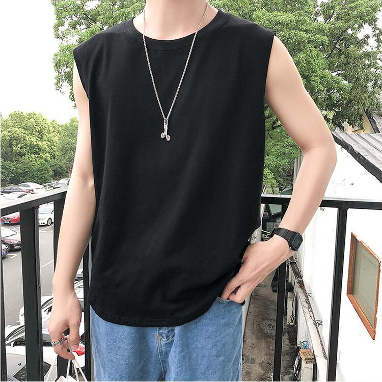 Áo thun sát nách dáng rộng màu trơn thời trang cỡ M-3XL cho nam