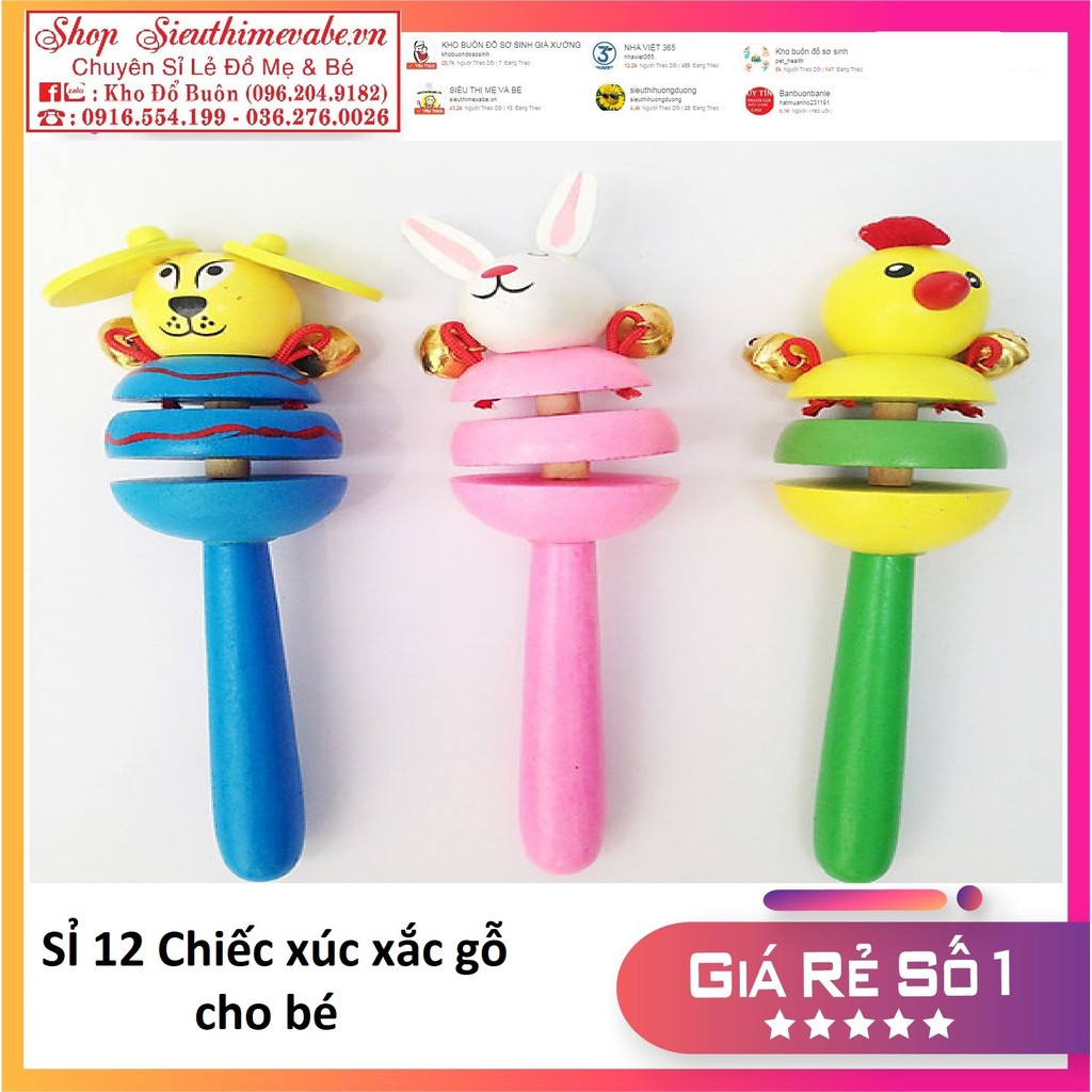 sỉ 12 chiếc Xúc Xắc Gỗ Gho Bé