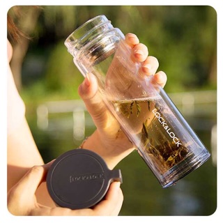 BÌNH THỦY TINH LOCK & LOCK 2 LỚP CÁCH NHIỆT 350ML MÀU ĐEN