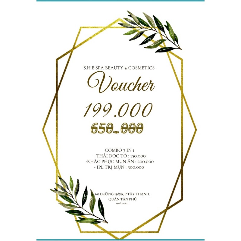 Voucher Combo 3in1 (Thải độc + Nặn Mụn + IPL Trẻ hoá da)
