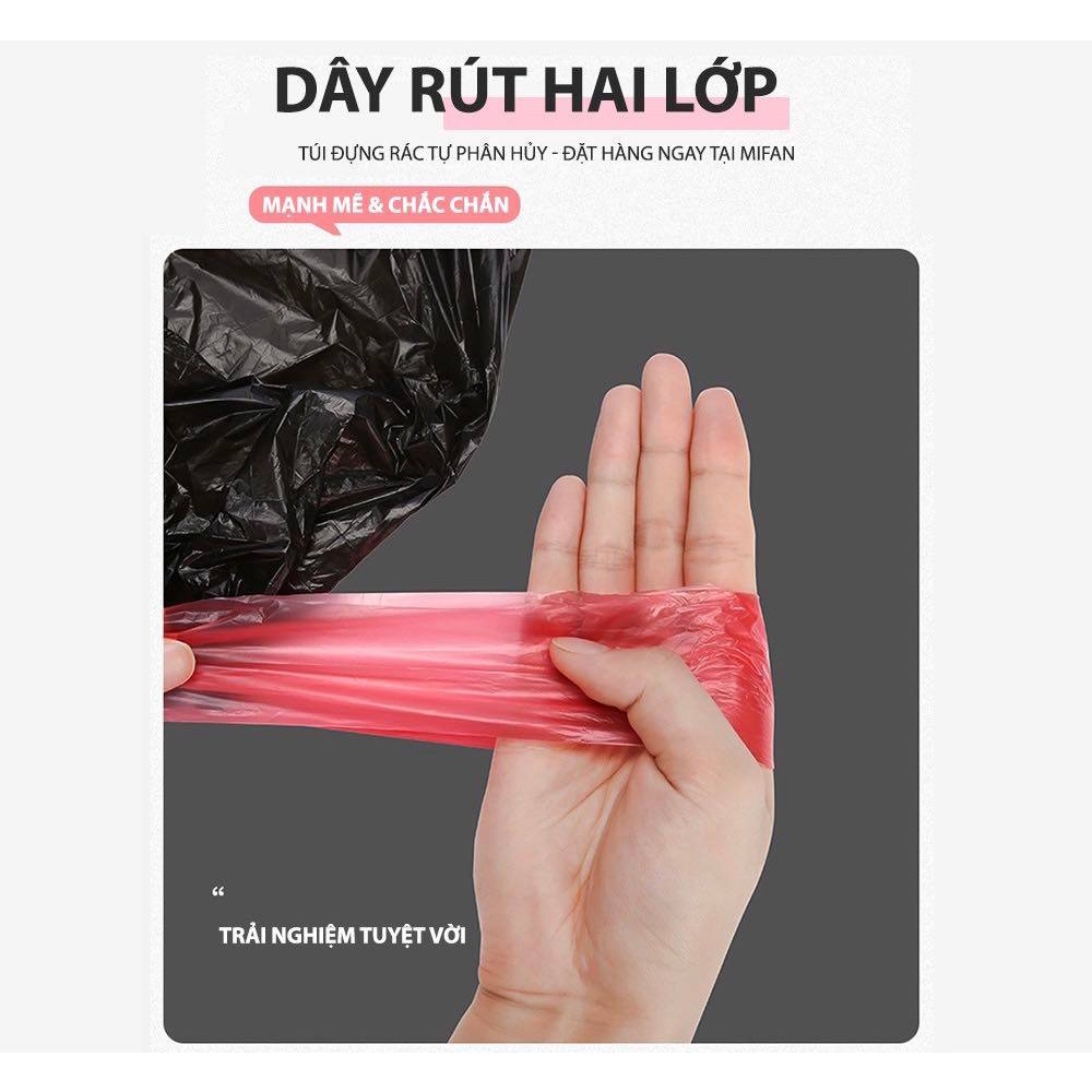 Túi Đựng Rác Tự Phân Huỷ Có Dây Rút 45x50 cm 15 túi/cuộn