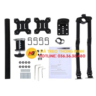 Giá Treo 2 Màn Hình M052 / MS02 17 - 27 Inch - GiáTreo Hai Màn Hình Kẹp Thành Bàn [ Rẻ Hơn NB F160 - NB H180 ]