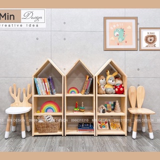 Kệ gỗ đồ chơi đa năng cho bé, kệ sách MIN Design chất liệu gỗ Thông tự nhiên nhập khẩu,an toàn cho bé sử dụng!
