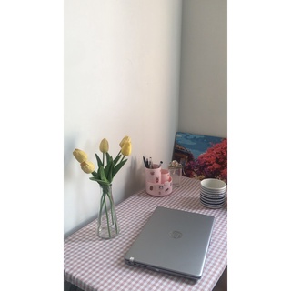 Khăn trải bàn - Drap Bàn Học Vải Caro Hồng Pastel Nhiều Kích Thước Trang Trí Phòng Xinh