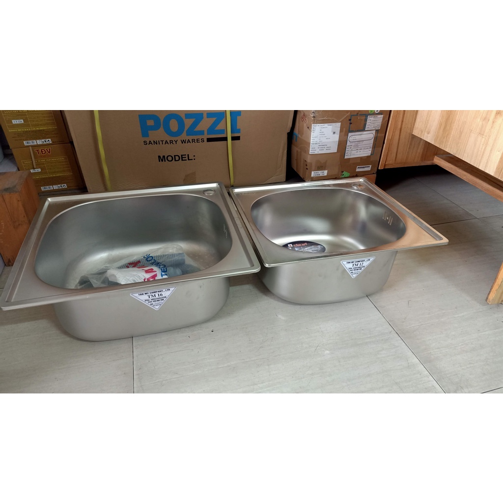 Chậu rửa bát Tân Mỹ truyền thống 1 hố inox 304 TM12 ( 1 hố) và TM 16 ( 1 hố to)