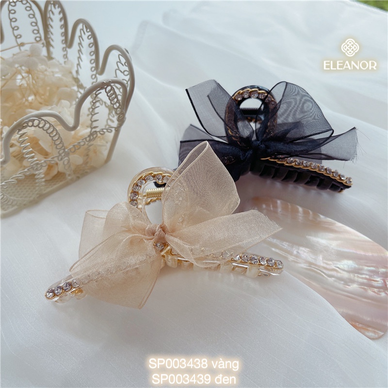 Kẹp tóc càng cua Eleanor Accessories gắn nơ lưới đính đá phụ kiện tóc 3438