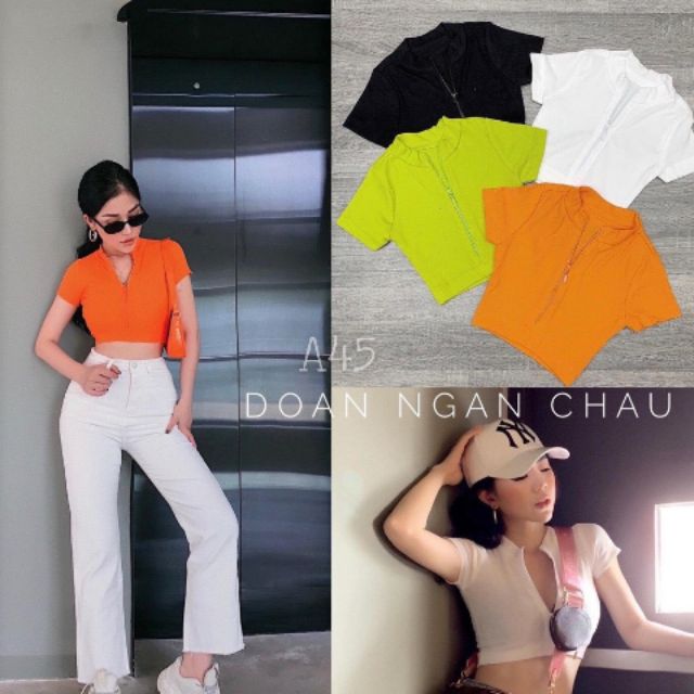 ÁO THUN DÂY KÉO CROPTOP