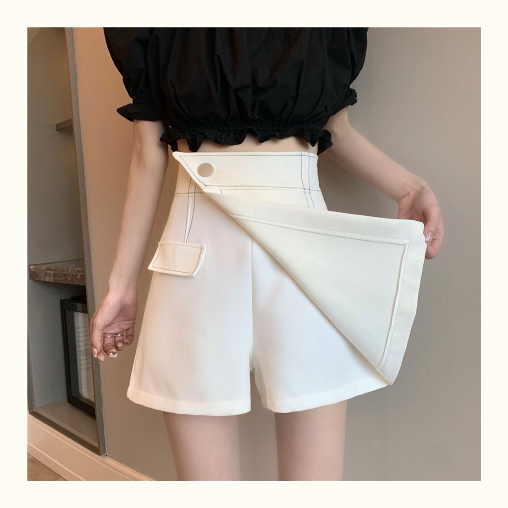 Quần giả Váy Chỉ Nổi Cạp Chéo viền Chỉ Cạp Cao | BigBuy360 - bigbuy360.vn