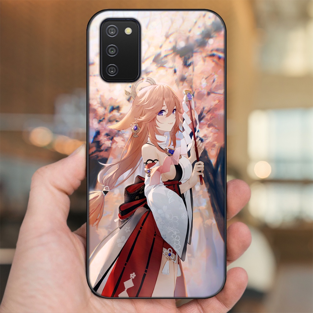 Ốp lưng Samsung A03S viền đen in hình Yae Miko Genshin Impact