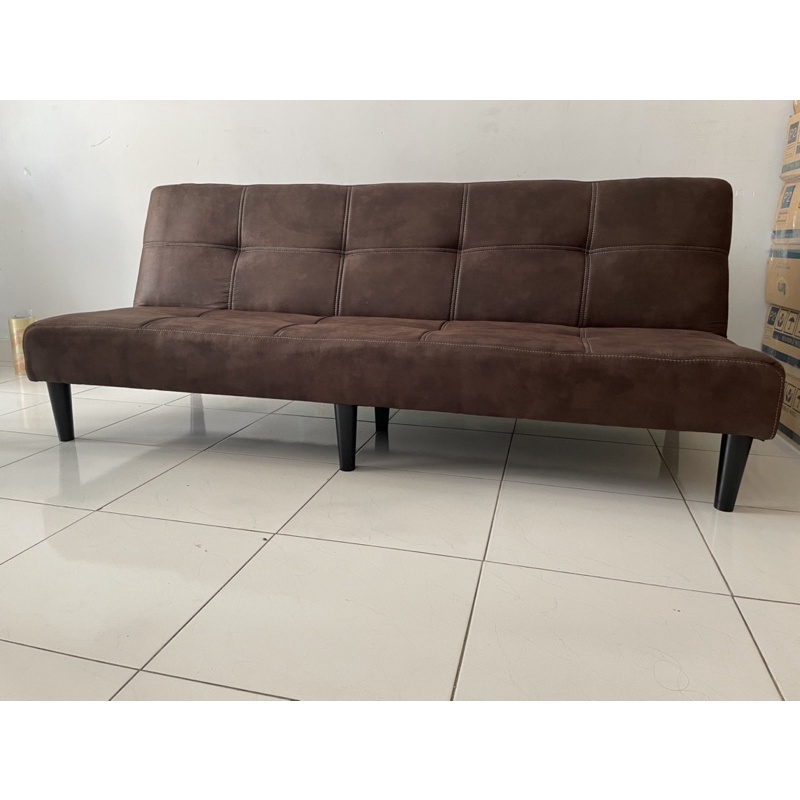 Sofa giường - Sofa Bed bọc da lộn màu nâu đen kích thước 1.8m x 90cm