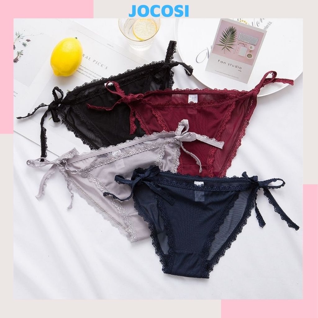 Quần lót nữ ren sexy cao cấp mềm mại kháng khuẩn khử mùi buộc nơ 2 bên quyến rũ và gợi cảm JOCOSI L105