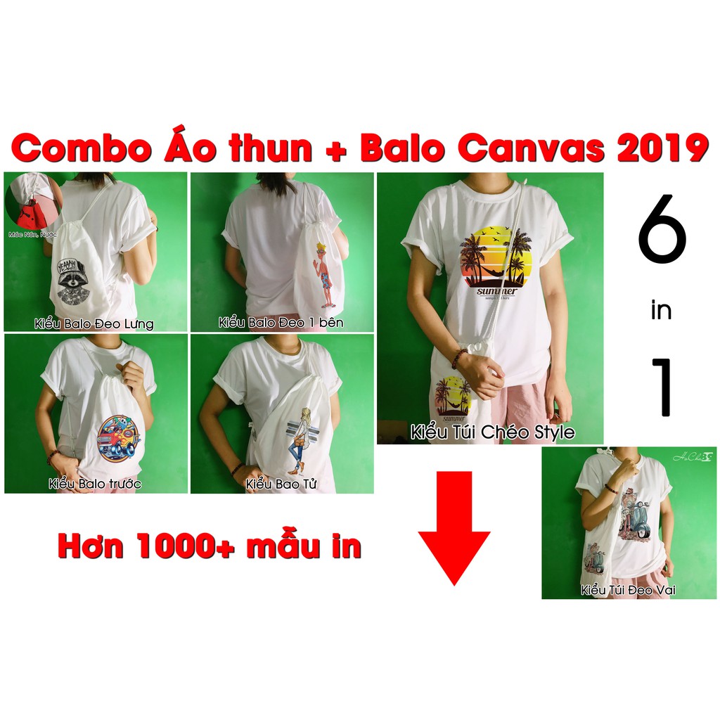 COMBO Áo thun + Balo Canvas 6 công dụng | SUMMER