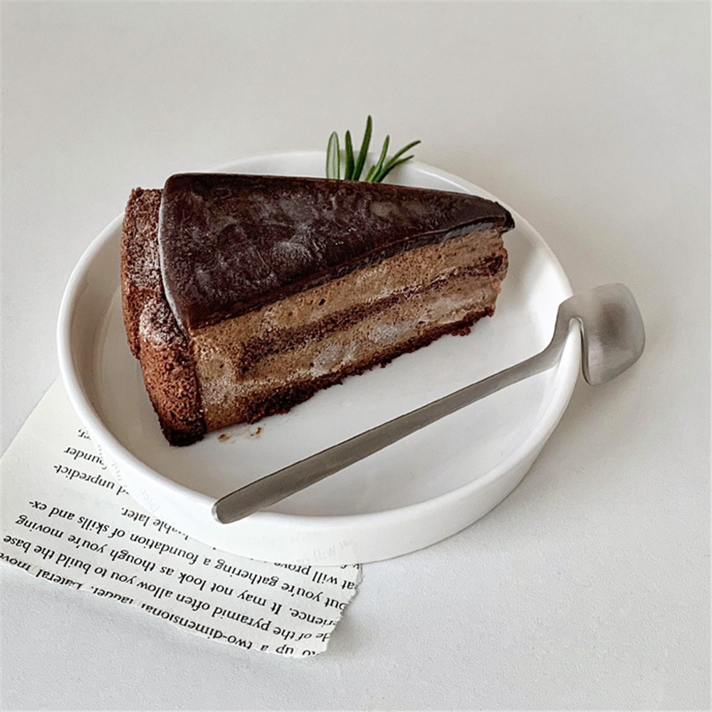 Cod Qipin Muỗng / Nĩa Inox Ăn Trái Cây / Bánh Ngọt Viền Cong Đơn Giản Ins Cho Nhà Bếp / Văn Phòng