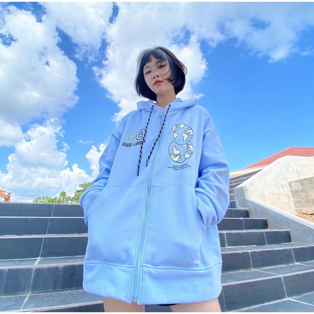 Áo Khoác Nỉ In Hình Trái Đất Xanh Form Rộng Kéo Khóa Nam Nữ Ulzzang | BigBuy360 - bigbuy360.vn