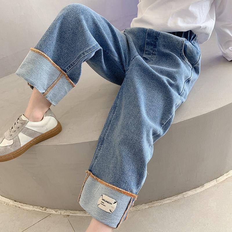 [Hàng Mới Về] Quần Jean Dài Dáng Rộng Thoải Mái Dễ Phối Đồ Thời Trang Mùa Xuân Hàn Quốc Cho Bé Gái