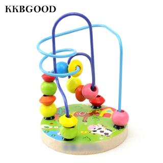 kkbgood Around Beads Maze Colorful Mini wood+non-toxic paint Educational Game Toys Children Baby Toys Maze Toy Trendy