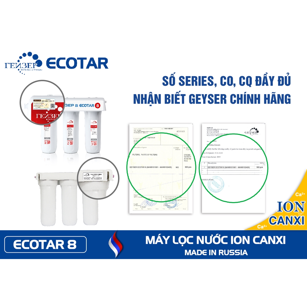 Máy lọc nước ION CANXI Geyser ECOTAR 8 – Made in Russia