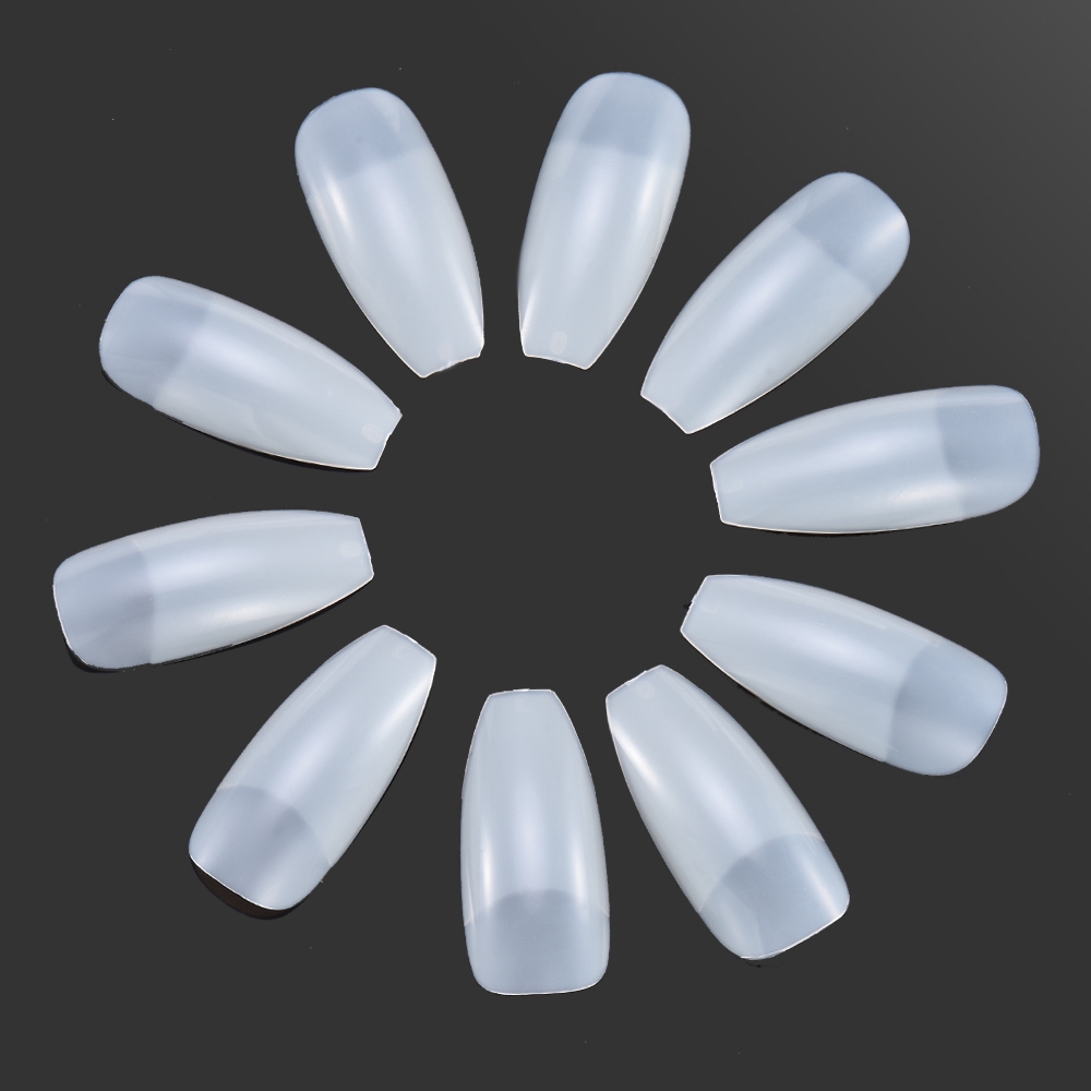 Bộ 100 móng tay giả dáng dài màu tự nhiên