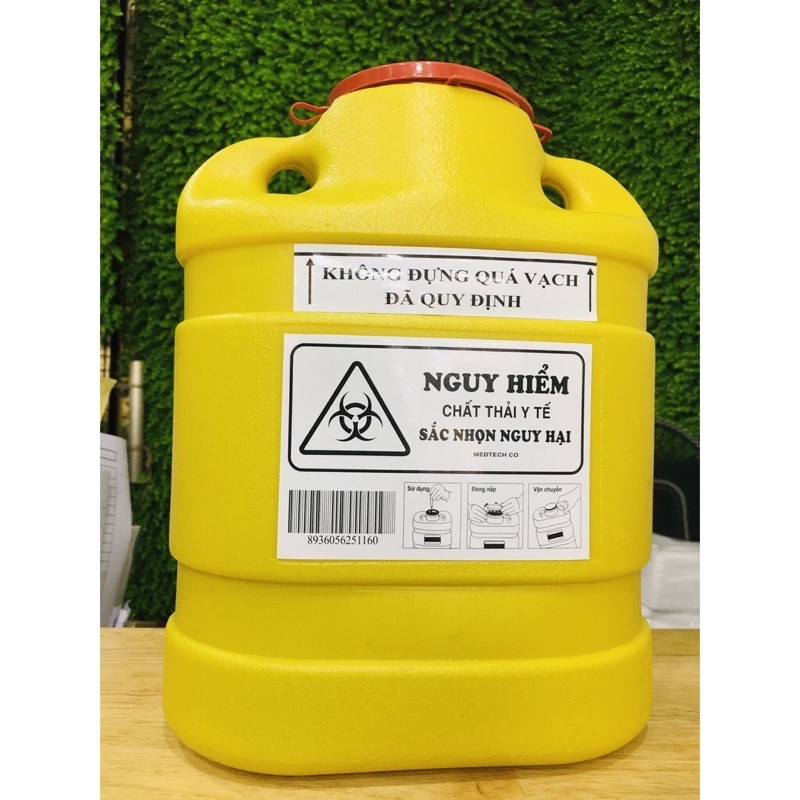 Hộp Bình Hủy Kim Tiêm ,Bơm kim Tiêm 1,5 lít và 6,8 Lít,Thùng chứa kim tiêm, rác sắc nhọn,rác sinh học 6,8 lít và 1,5 lít