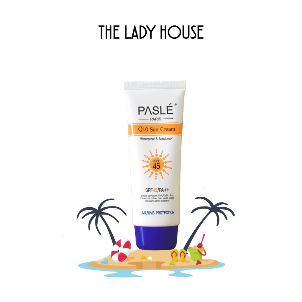 Kem Chống Nắng Q10 SUN CREAM XANH PASLÉ Bảo Vệ Da 4 Mùa [SPF 45 PA++] - 100g/tuýp.