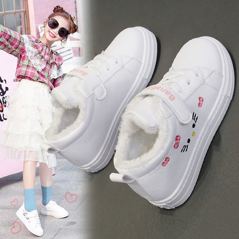 Giày Thể Thao Trắng Phong Cách Hàn Quốc Cho Bé Gái Từ 6-11 Tuổi