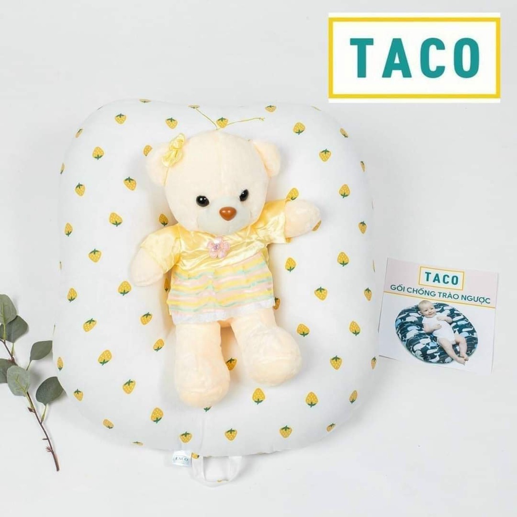 [TẶNG KÈM GỐI NẰM] Gối Chống Trào Ngược TACO Cao Cấp Cotton Chần Bông, Chống Nôn Trớ Giúp Bé Ngủ Sâu Ngon Giấc.