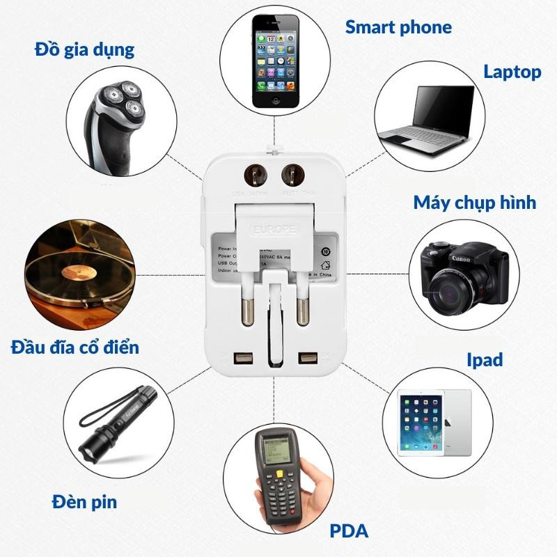 Ổ Cắm Điện Đa Năng Thông Minh Phích Cắm Chuyển Đổi Với 2 Cổng USB Bugu HHT202