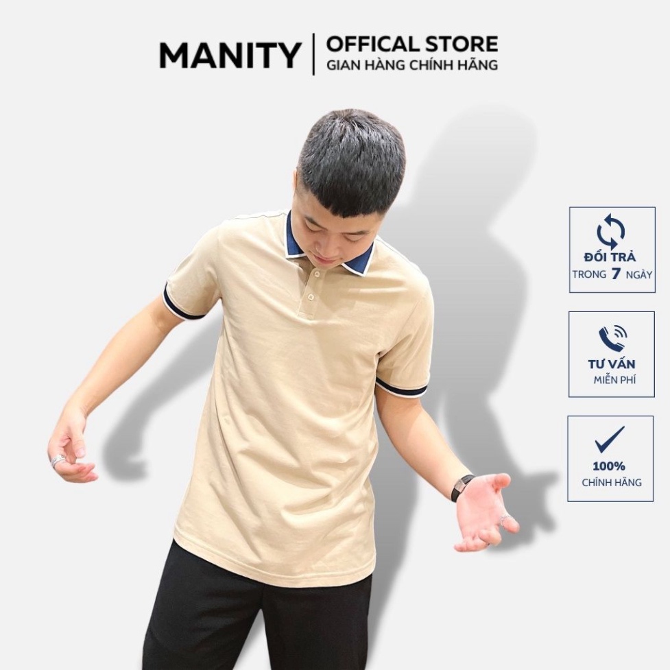 Áo Polo nam, áo thun nam cổ bẻ vải cá sấu cao cấp màu nâu tây phối cổ sang trọng MANITY - PLM002 - Hàng mới về
