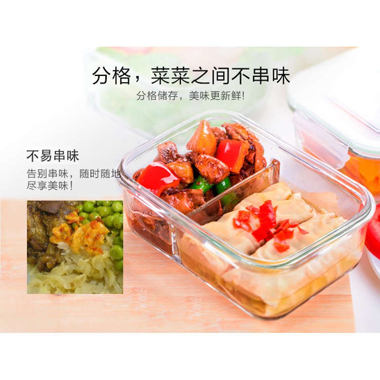 Bộ Lunchset GLASSLOCK gồm  490ml + 210ml và hộp chia ngăn 1000ml  kèm túi giữ nhiệt