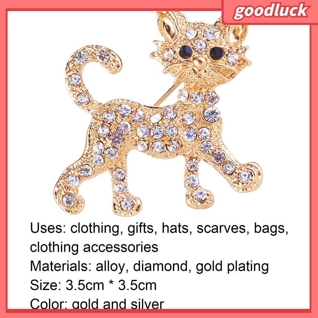 Ghim Cài Áo Hình Chú Mèo Đính Đá Nhân Tạo Thời Trang Cho Nữ