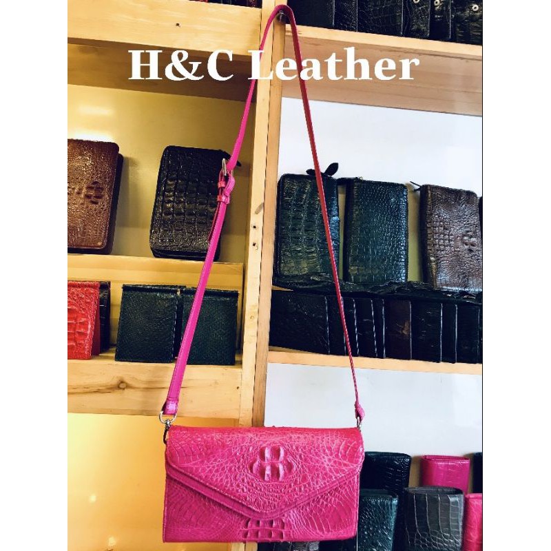 [ Ảnh thật 100% ] Túi clutch 2 nắp da cá sấu thật 100%