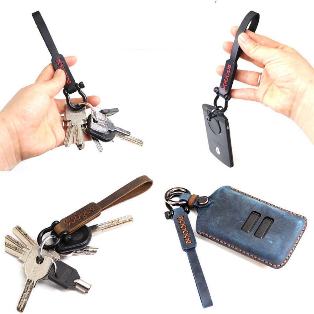 Móc Chìa Khóa Bằng Da Ngựa Phong Cách Retro Nhiều Màu Tùy Chọn Giá Đỡ