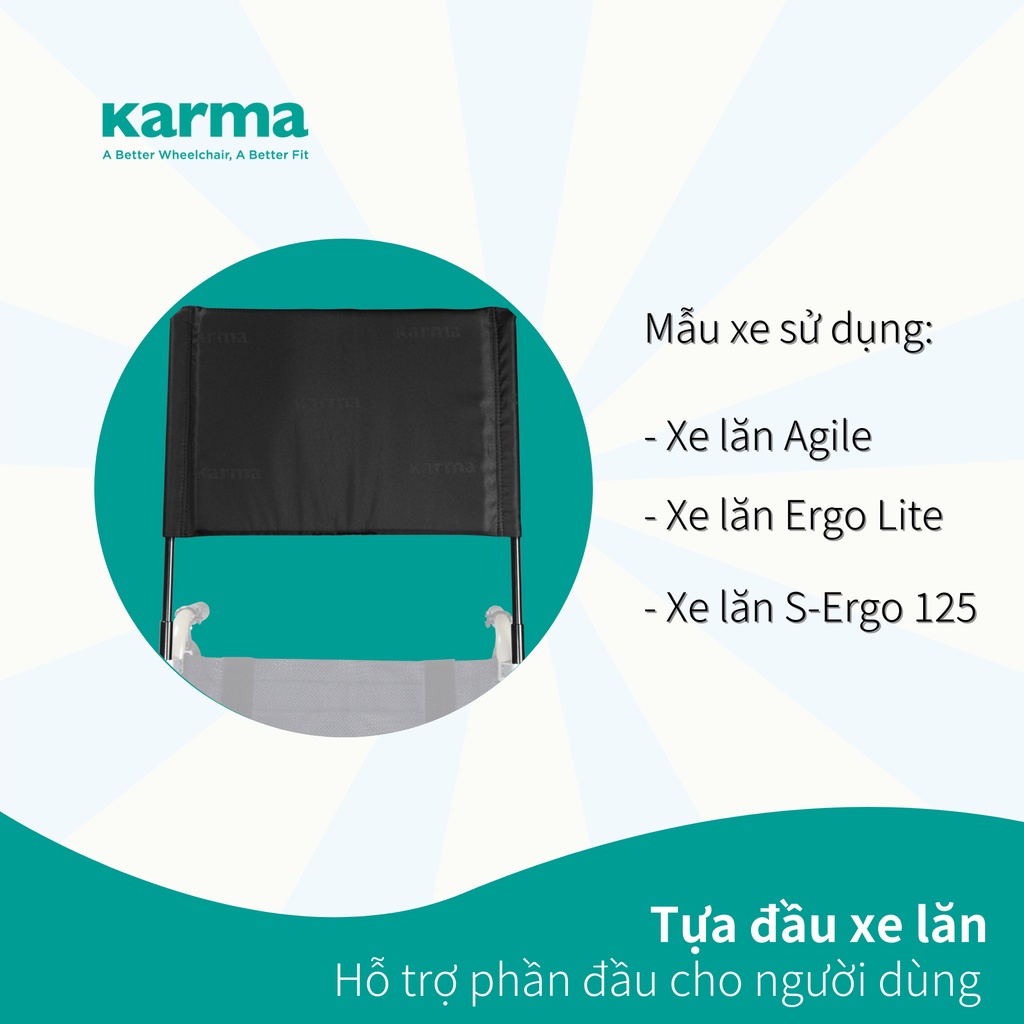 Phụ Kiện Xe Lăn KARMA Tựa Đầu Dành Riêng Cho Xe Lăn Không Cần Tháo Rời Khi Gấp Xe