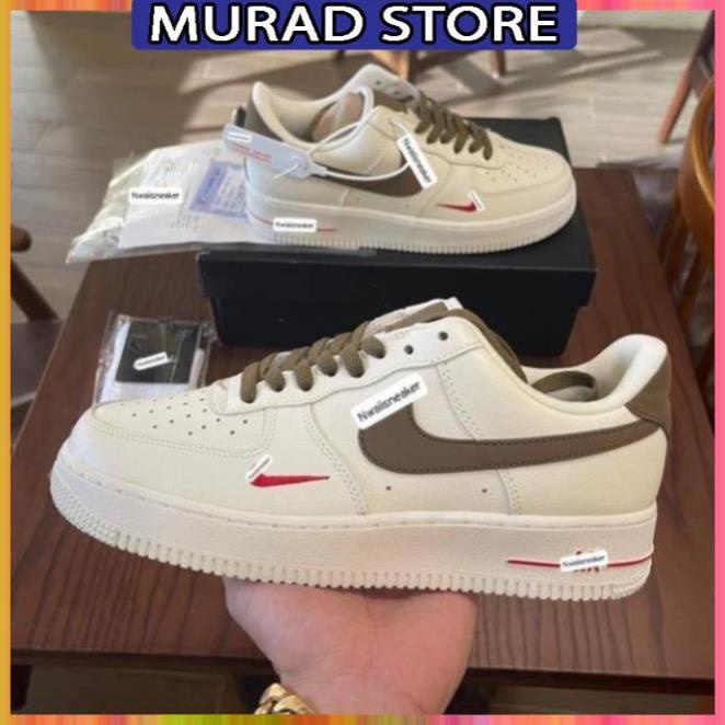 Giày thể thao nike_AF1 vệt nâu, Giày sneaker air force 1 low premium white brown nam nữ cực chất dễ phối đồ 2021 VA