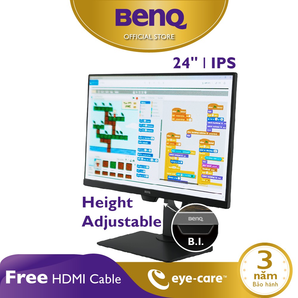 Màn hình BenQ GW2480T 24 inch IPS 1080p bảo vệ mắt &amp; chân đế điều chỉnh độ cao phù hợp học tập &amp; làm việc văn phòng