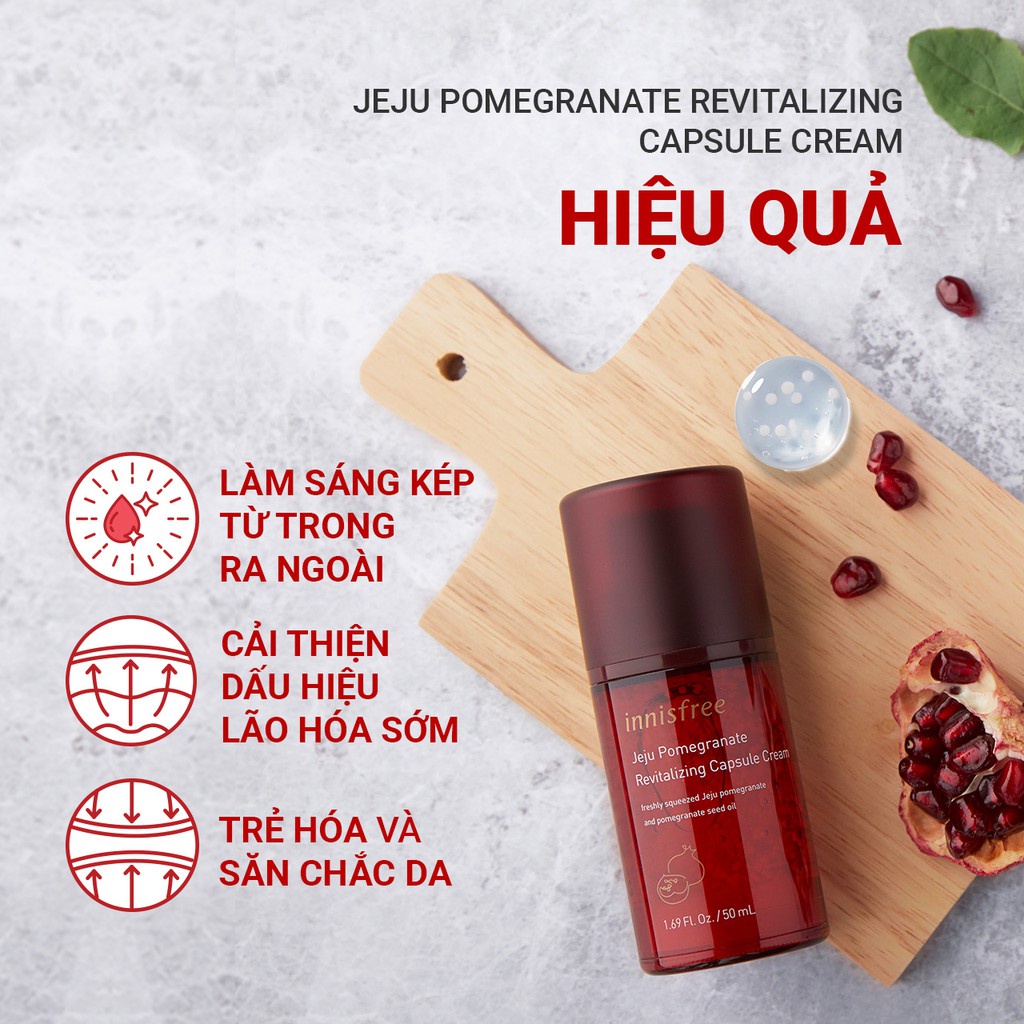 [Mã FMCGMALL -8% đơn 250K] Kem dưỡng chống oxy hóa lựu innisfree Jeju Pomegranate Revitalizing Capsule Cream 50ml