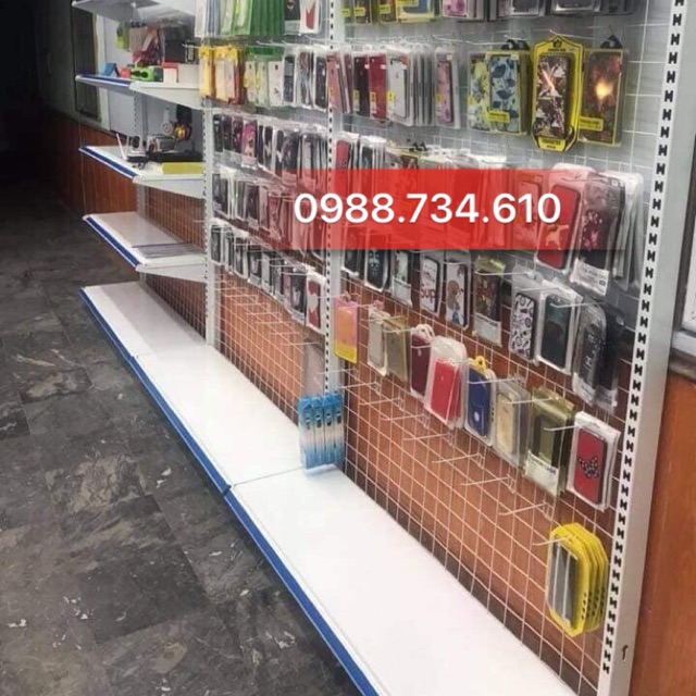 Kệ treo móc phụ kiện điện thoại kèm 35 móc (Cao 1m8 dài 1m2)