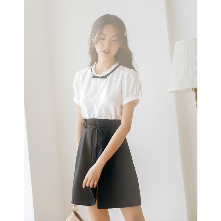 Sơ mi nữ thiết kế mosohali cổ bèo nơ 2 màu