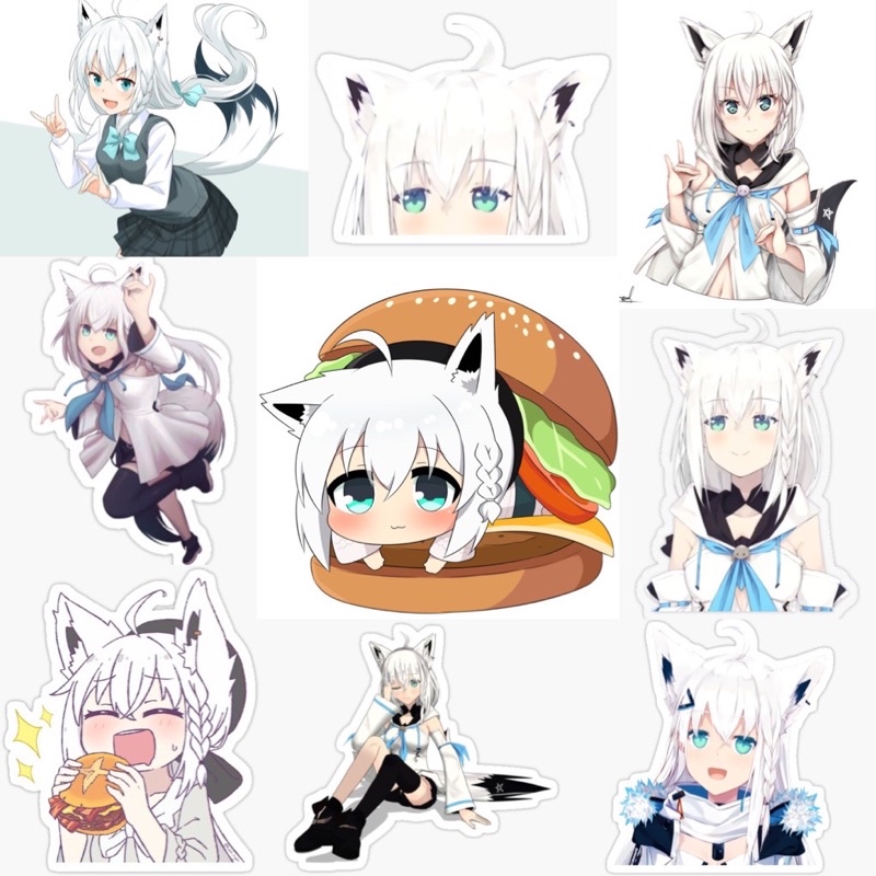 Ảnh dán Sticker Shirakami fubuki Hololive 30-60 cái ép lụa khác nhau/Hình dán decal vtuber Shirakami fubuki
