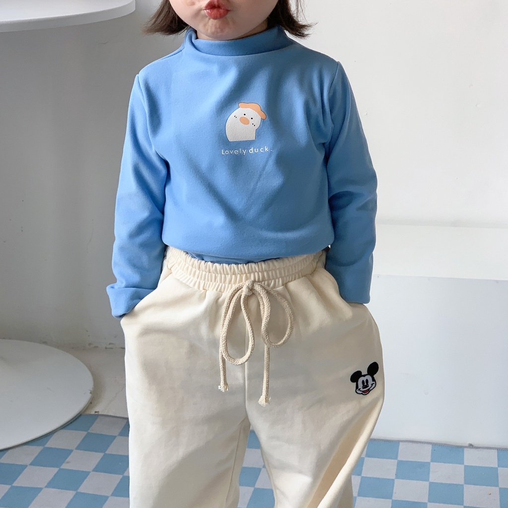 Áo Nỉ Giữ Nhiệt Cổ 3 Phân Hàng Quảng Châu Dày Mịn Cho Bé Trai/ Bé Gái