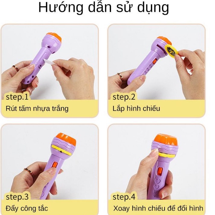 Đèn pin chiếu hình 48 ảnh hoạt hình cho bé.