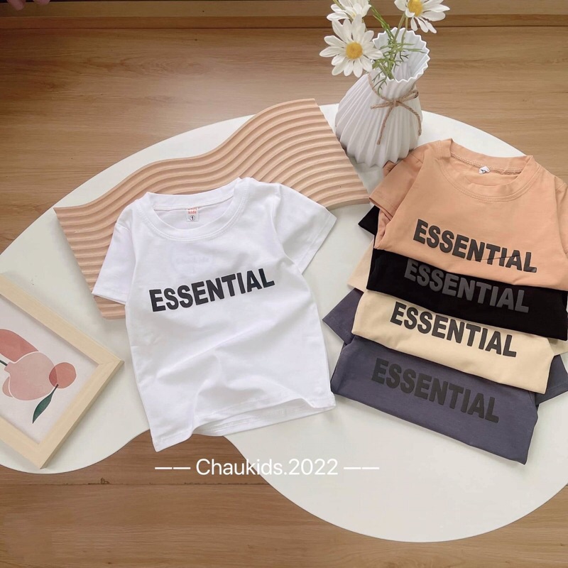 Áo thun bé trai, áo cộc tay họa tiết Essentials chất cotton 4c thấm hút tốt cho bé trai bé gái